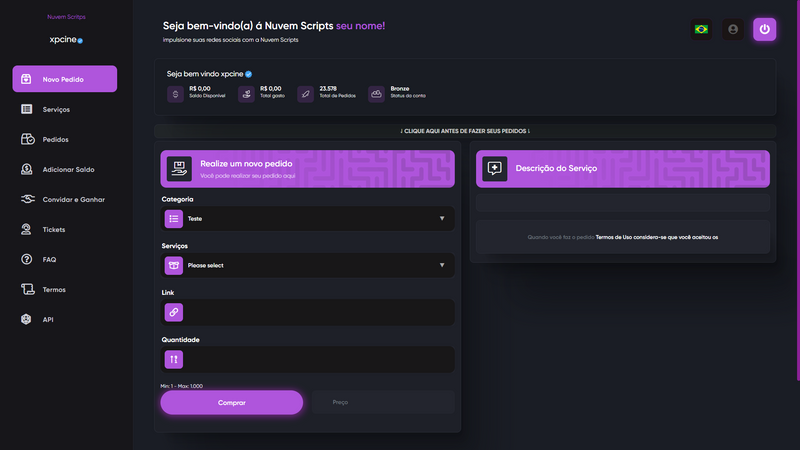 Script Painel SMM Rosa Remodelado